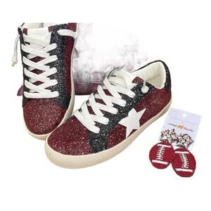 NEW CAMEL THREADS game day sneakers in maroon and black